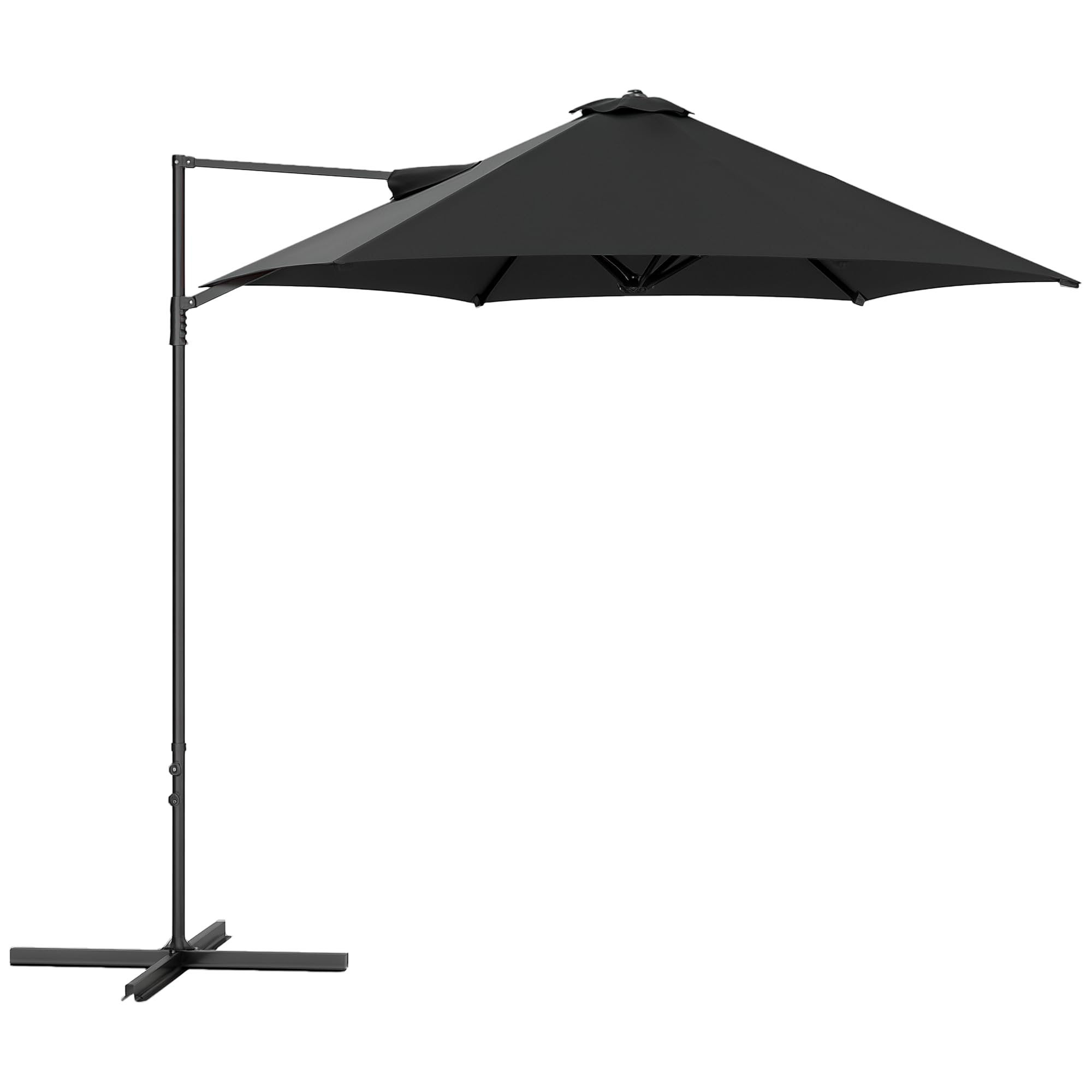 Outsunny Unisex Black 2.5M Offset Roma Patio Umbrella W/ 360° Rotation And Base In