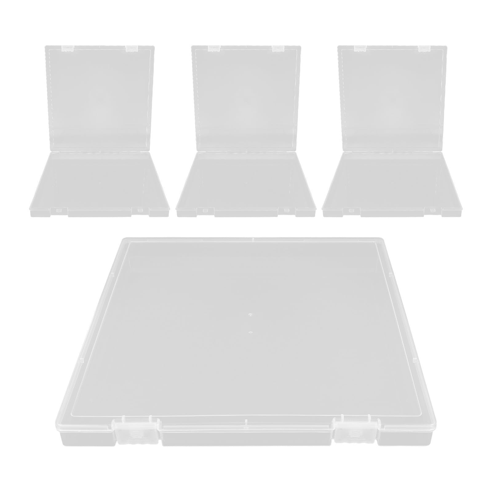 TOYANDONA 4 Pezzi Scatola Porta Documenti Impilabile con Chiusura Protettiva in Plastica Design Compatto e Portatile , per Casa e Scuola , per Carta e Riviste