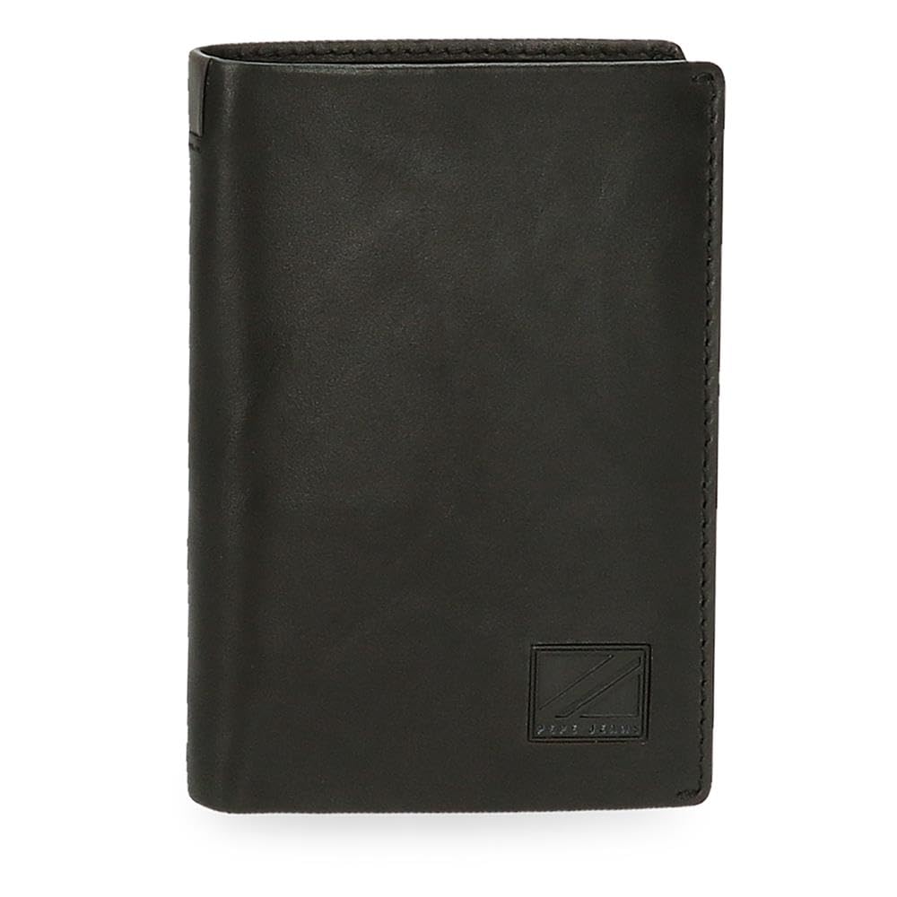 Pepe Jeans Marshal Vertical Wallet with Purse Black 8.5 x 11.5 x 1 cm Leather, Black/White, One Size, Vertical Wallet with Coin Purse
