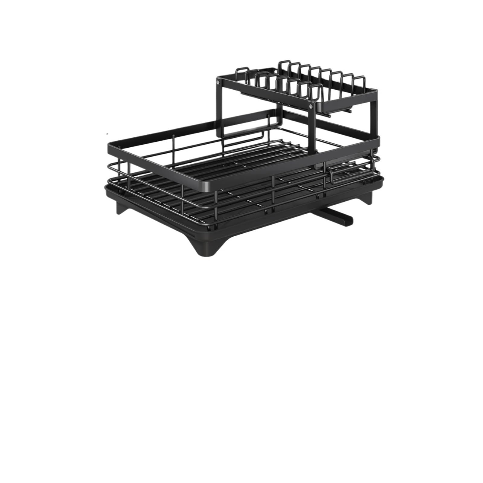DSFVERVD Drain rack 2-layer dish drain rack is suitable for kitchen countertop metal with knife cup tableware with, glass(Fully equipped)