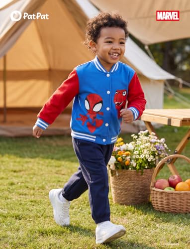 Image of Disney Marvel Bomber Jacket Spider Man Toy Story Cars Varsity Cardigan2-13Y | Officially Licensed Snap Button Coat,Fall Star Wars Graphic Cloth Top,Hulk Venom Stitch Mickey Lightning Mcqueen Kids Apparel