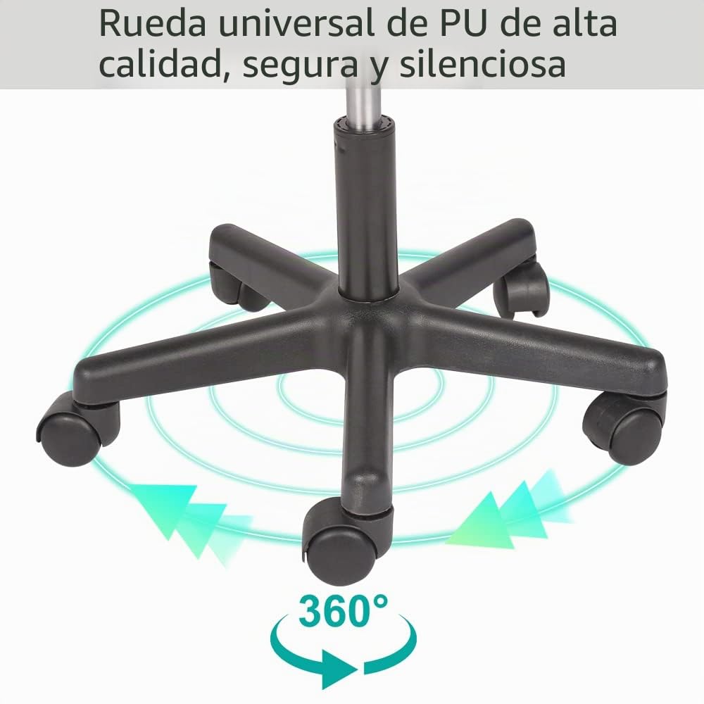 Mingone Taburete de Sillín Ergonómico con Ruedas Taburete de Trabajo Ajustable en Altura Silla de Montar Giratorio 360° para Estudio Oficina, Gris | Asiento acolchado de PU taburete ergonómico, altura ajustable 49,5-65 cm, para salón de belleza, masaje, o