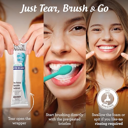 Image of GuruNanda Disposable Travel Toothbrush 1.0, Fluoride Free Toothpaste, 70Pcs