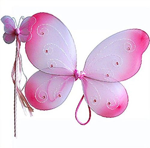 Cutie Collection Fairy Pixie Wings and Wand, Set of 2 Pieces