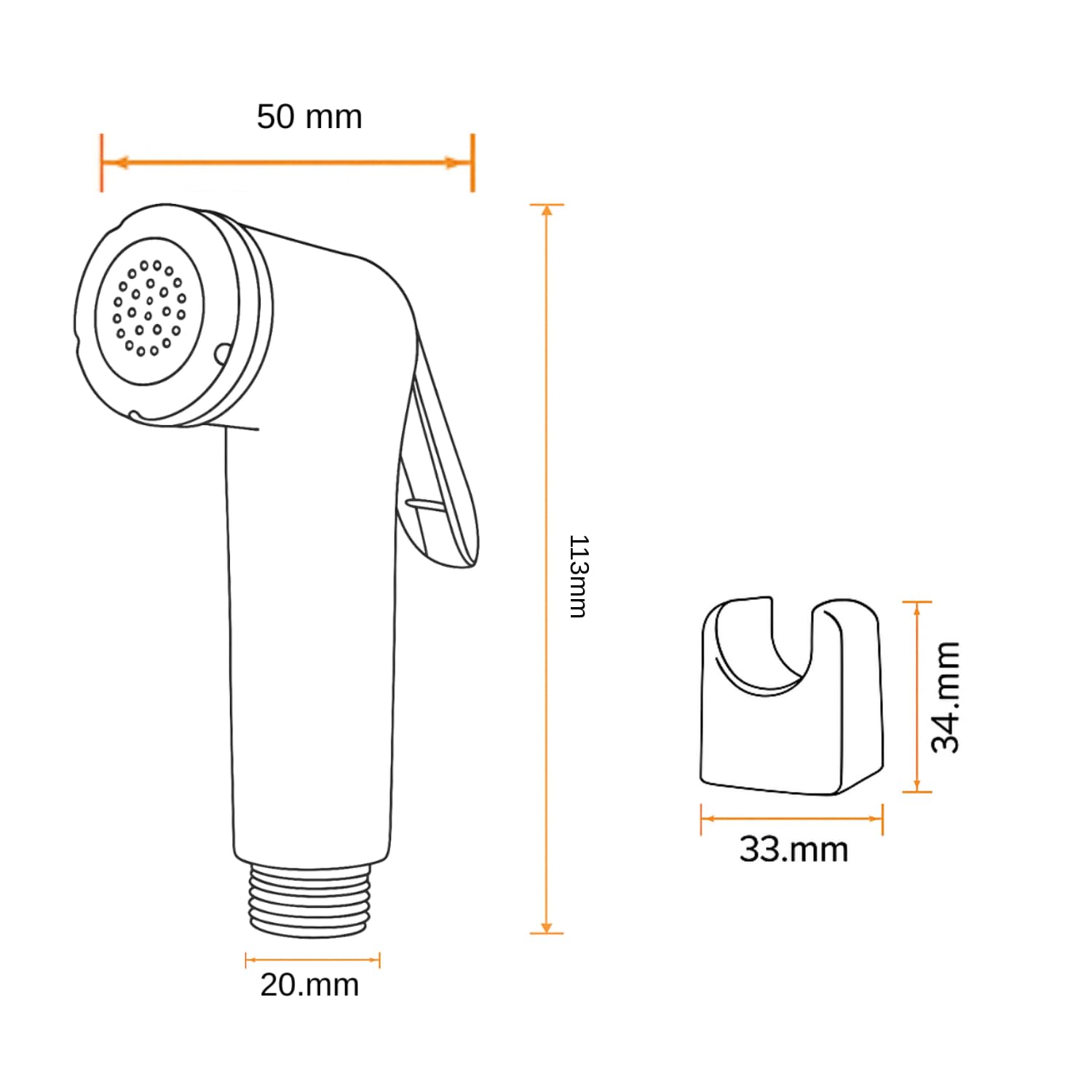 HOMEMATES White ABS Handheld Bidet Spray for Toilet, High-Pressure Jet with Leakproof Nozzle, Wall Hook & Screws for Bathroom Hygiene and Cleaning