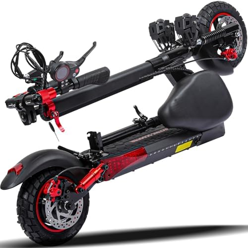 Electric Scooter Adults, 28 MPH Top Speed, 30 Miles Range, 800W Portable E-Scooter with Seat, 10" Off-Road Tires, Dual Disc Brake