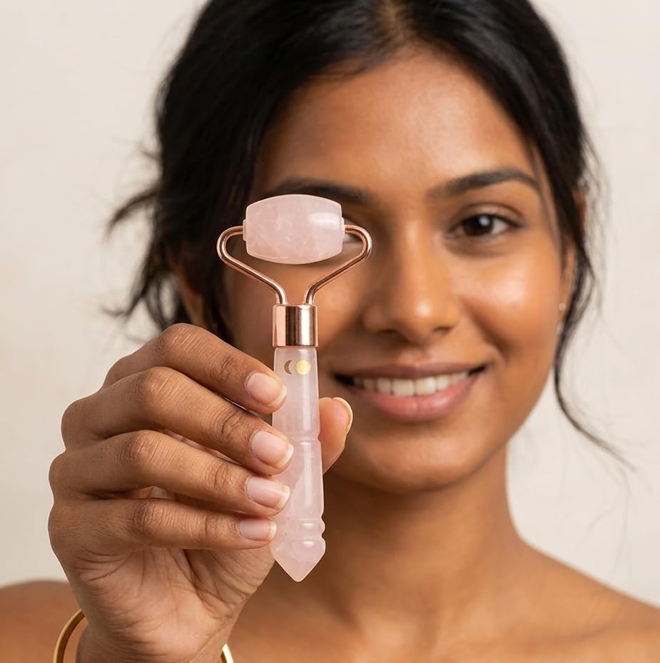Dromen & Co Mini Rose Quartz Roller 100% Natural Rose Quartz Stone for Face, Eye & Neck - Portable Travel Size Skin Care Tool for Puffiness, Fine Lines & Cooling Massage-picture-18