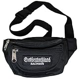 Bauchtasche Ostdeutschland Sachsen Gürteltasche mit DREI Fächern und abnehmbaren Patch in schwarz