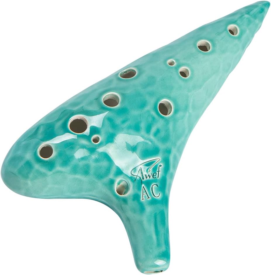 Jingle Stream 12 Hole Ocarina Alto C Ocarina with Delicate Smooth Finishing Masterpiece Collectible (Cyan)