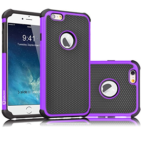 Tekcoo iPhone 6S Case, iPhone 6 Sturdy Case,[Tmajor] for iPhone 6 / 6S (4.7 INCH) Case Shock Absorbing Impact Defender Slim Cover Shell w/Plastic Outer & Rubber Silicone Inner [Purple/Black]