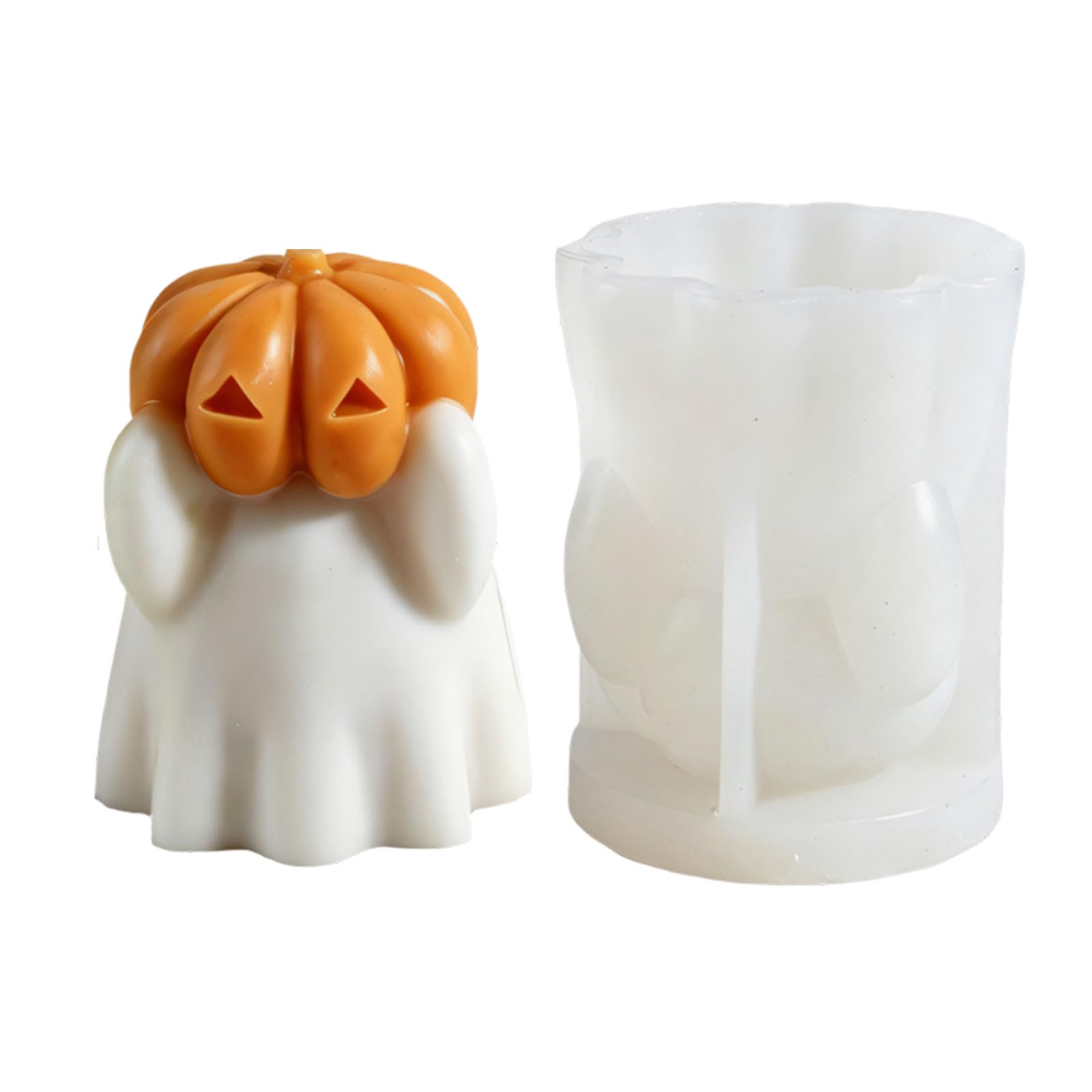 Greabuy Character and Pumpkin Silicone Mold for Halloween Making, Split Pour Form for Decor and Party Tables Halloween Silicone Mold Character Pumpkin Wax Pour Resin Plaster Fall Shelf Decor