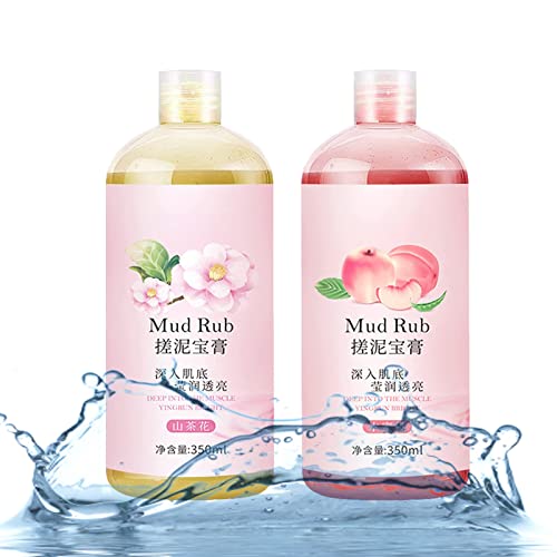 Rubbing Mud For Skin - Mud Rubbing Artifact, Fourpeopeo Rubbing Mud Gel, Mud Scrub Cream Mud Rub, 3 Scents Rubbing Mud Cream For Body (Camellia+Peach)