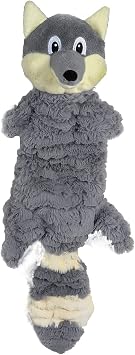 Snuggle Puppy Tender Tuffs - Water Bottle Cruncher with Puncture Resistant Squeaker - Gray Fox Bottle Cover Dog Toy