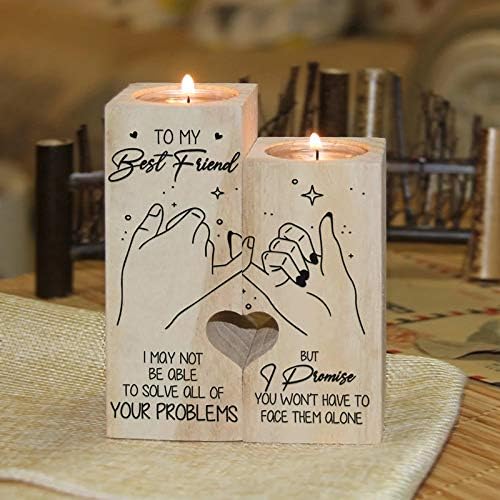 to My Bestie Candle Holder - I May Not Be Able to Solve All of Your Problems But I Promise You Won't Have to Face Them Alone Women Teen Girls Friend Personalized Custom Birthday Gift Graduation Gift