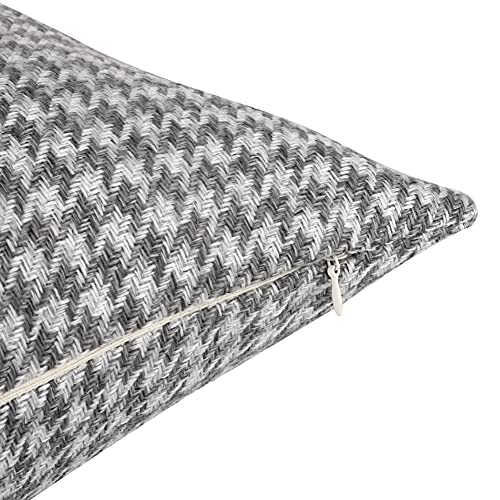 Yeiotsy 2Pcs Houndstooth Throw Pillow Covers Geometric Cushion Case For Couch Sofa Bed And Chair Made Of Cotton And Linen (18 X 18 Inches, Grey) #TOP2