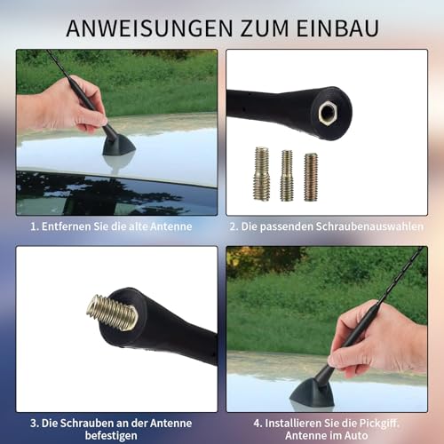 Autoantenne AM FM, Auto Antenne, 28cm Universal Auto Radio Antenne, Kfz Dachantenne, Autoradio Antenne, Ersatzantennenstab Auto Stabantenne für AM & FM Empfang, Autoradio, mit M4 M5 M6 Gewinde (1)