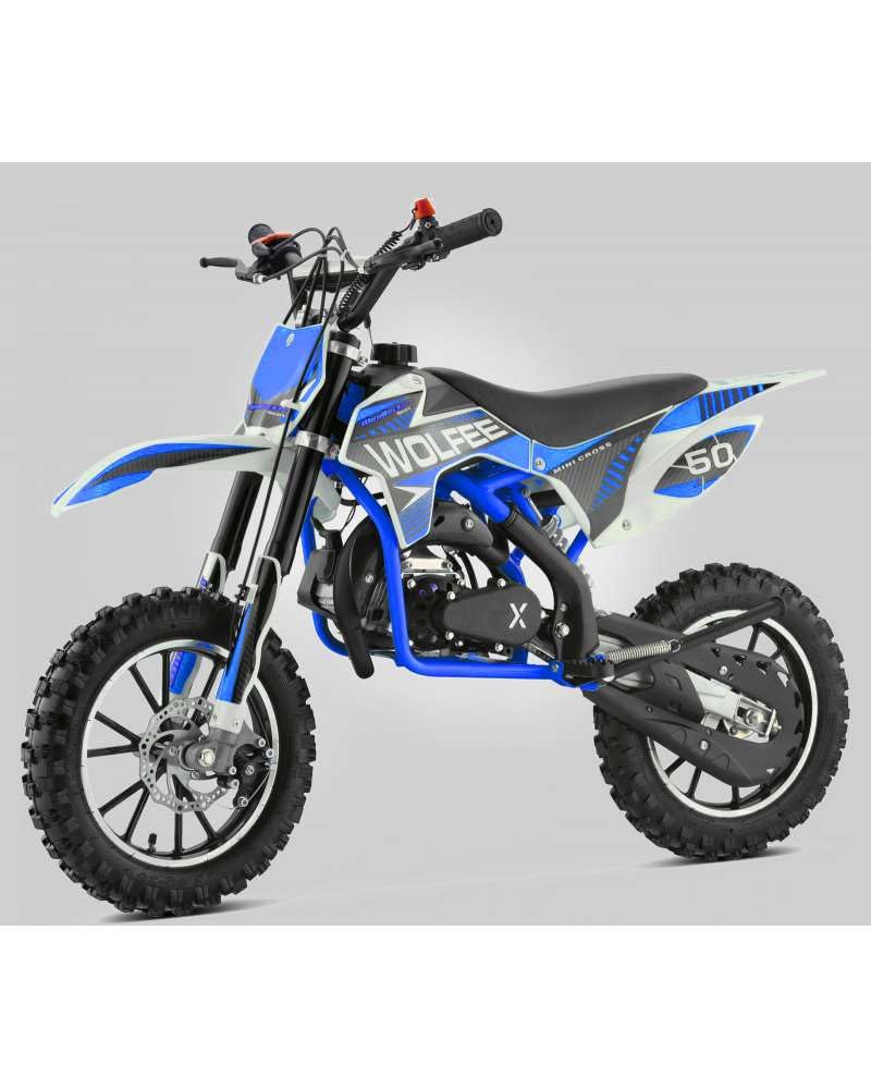 T-MOTO - Mini moto cross 50 cc Wolfee 2 Tempi - Minimoto a benzina 10/10 - Minimoto cross 50cc per principianti - Mini moto cross benzina, Blu