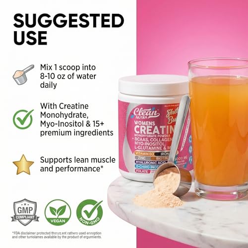 image for Clean Nutraceuticals Creatine for Women | Creatine Monohydrate + BCAA 