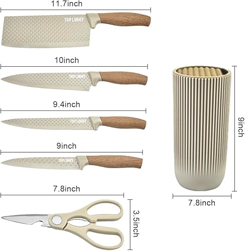 Miniatura 5 de Juego de cuchillos de cocina, juego de cuchillos profesionales de acero inoxidable para cocina con bloque universal de cuchillos, afilados,