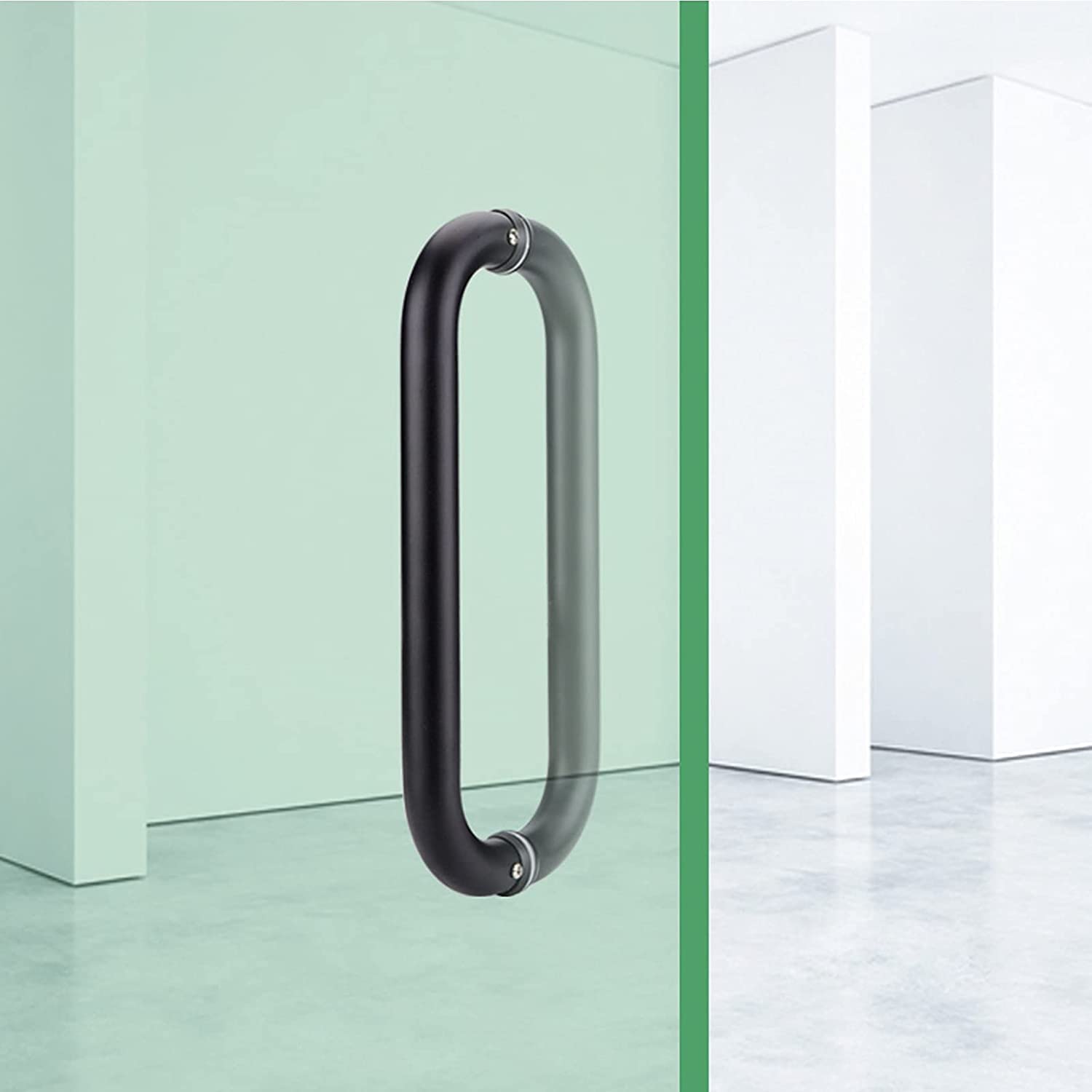 HYLYGFH Glass Door Handle,304 Stainless Steel Home Bathroom Glass Door Handle/Shower Room Push-Pull Door Handle, Black
