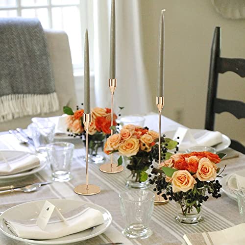 Devi Gold Candlestick Holders 3Pcs, Taper Candle Holders For Candlesticks, Valentines Day Wedding Decorations & Centerpieces For Dining Room Table #TOP2