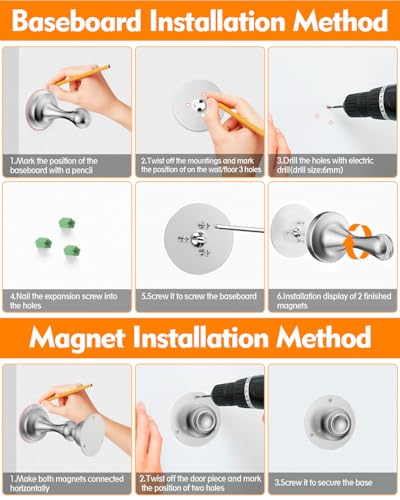 Door Stoppers Magnetic Door Catch, Stainless Steel Magnetic Door Stop 2 Pack, Double-Sided - image 7