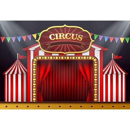 YongFoto 3x2m Vinile fondali fotografici Tema del circo Compleanno sullo sfondo Tenda da circo Banner Circo Baby Shower Sfondo foto Studio Fotografico Decorazione del Partito Fondale foto