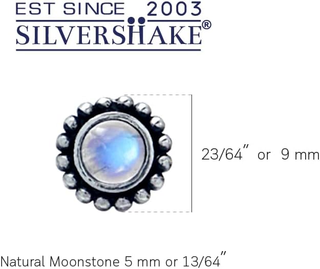Silvershake 5mm Natural Moonstone 925 Sterling Silver Balinese Style Stud Earrings - Image 2