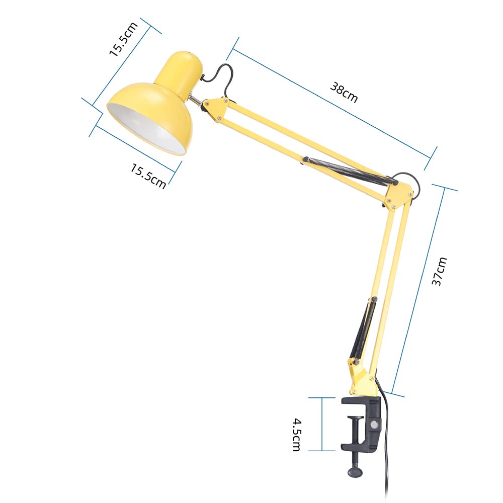 Lámparas de Escritorio Lámpara de Escritorio con Clip LED Lámpara de Escritorio Lámpara de Escritorio inclinable Bombillas E27 de 40 W vendidas por Separado (Amarillas)