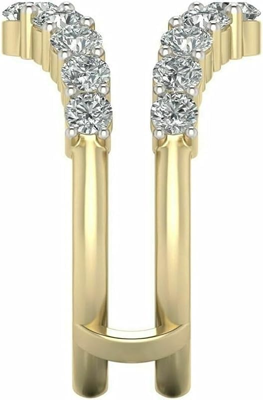 Vaishnav Jewels Diamond Guard Ring, 2Ct Round, Wedding Enhancer, 14K Yellow Gold Plated Sterling Silver