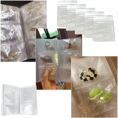 Jewelry Storage Book with 100 Pcs Zipper Lock Bag, MaehSab Anti Oxidation Transparent Jewelry Organizer Book Album, Portable Jewelry Display Book, Holder Book for Earring, Necklace, Rings