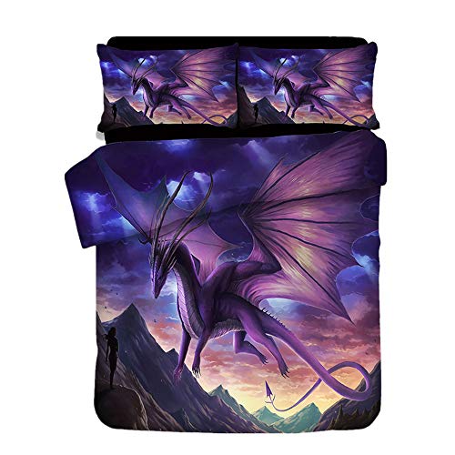 Funda de edredón de dragón morado en 3D, el regalo original para cama 150 2