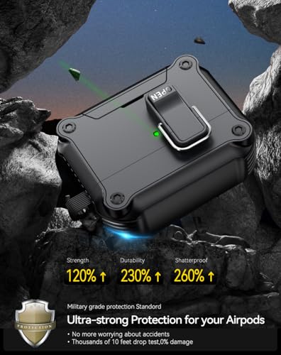 Image of Pohgelan for AirPods Pro 3 Case with Safety Lock-Black | Magnetic Automatic Lock with Cleaning Kit&Keychain,Compatible with Magsafe