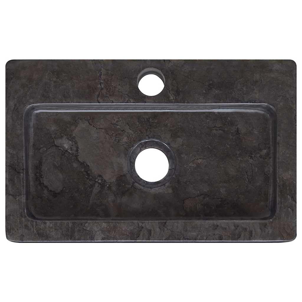 Lavabo da parete in marmo nero, 38 x 24 x 6,5 cm, per bagno degli ospiti, per ristrutturazione e ristrutturazione