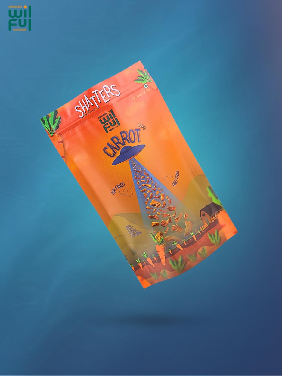 Wilful Shatters Air-Fried Carrot Chips, 80g, Natural Seasoning, No Additives 2