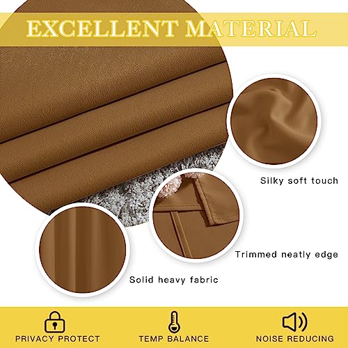 NICETOWN Sliding Door Curtains 84 inches Long, Grommet Blackout Thermal Patio Door Curtain Room Divider Darkening Sound Reducing for Room Divider (1 Panel, Gold Brown, W80 x L84)