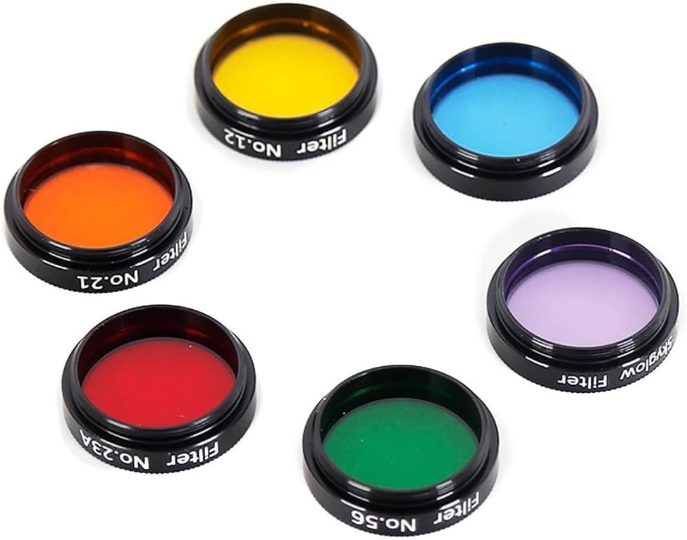 6-Pack Nebula Telescopes 1.25 Inch, Frame Multi-Coated Set with Storage Box, Yellow Orange Red Green Purple Lunar Planetary Observation and Astrophotography