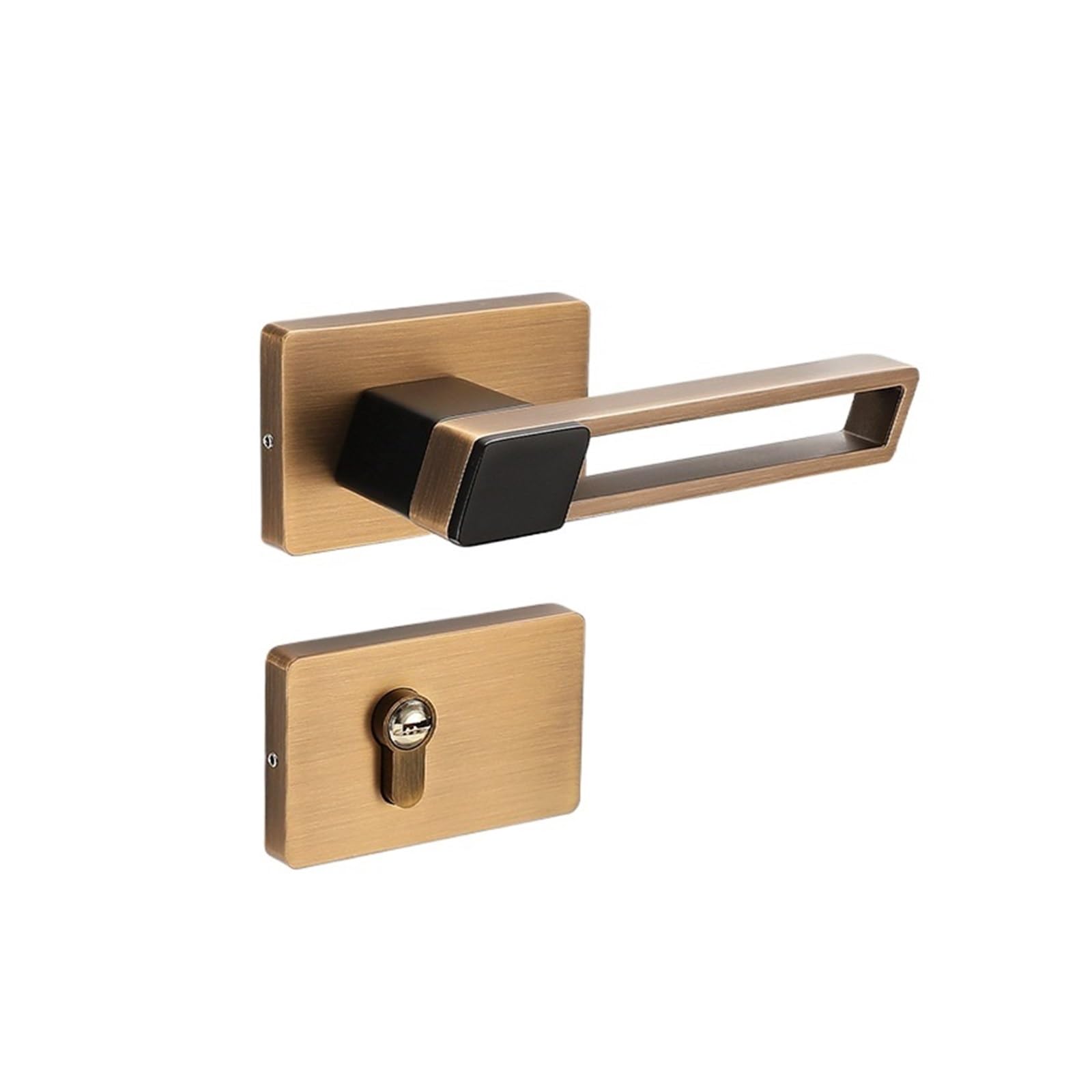 NYRXRYTCA Retro Chinese Bedroom Door Lock Yellow Bronze Indoor Door Wooden Door Handle Silent Magnetic Door Lock(9903 yellow bronze silent)