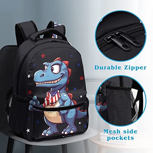 Dacawin Indepence Day Kids Backpack Blue Dinosaurs Backpacks For School Lightweight Durable Toddler Bookbag For Girls Boys #TOP2