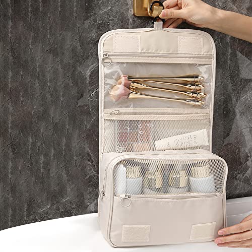 SRVR Hanging Travel Toiletry Bag, Toiletry Bag for Women Toiletry Bags with Hanging Hook (Beige)3
