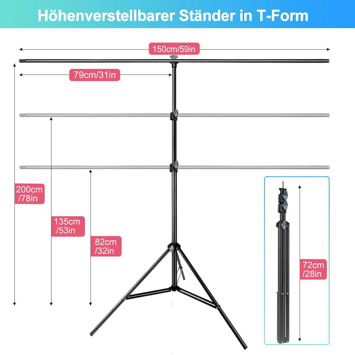Greenscreen mit Ständer 1,5m x 2m, Hintergrund mit Ständer mit Greenscreen, Verstellbarer Fotografie Hintergrund Ständer mit 5 Klemme für Chroma Key Streaming Gaming
