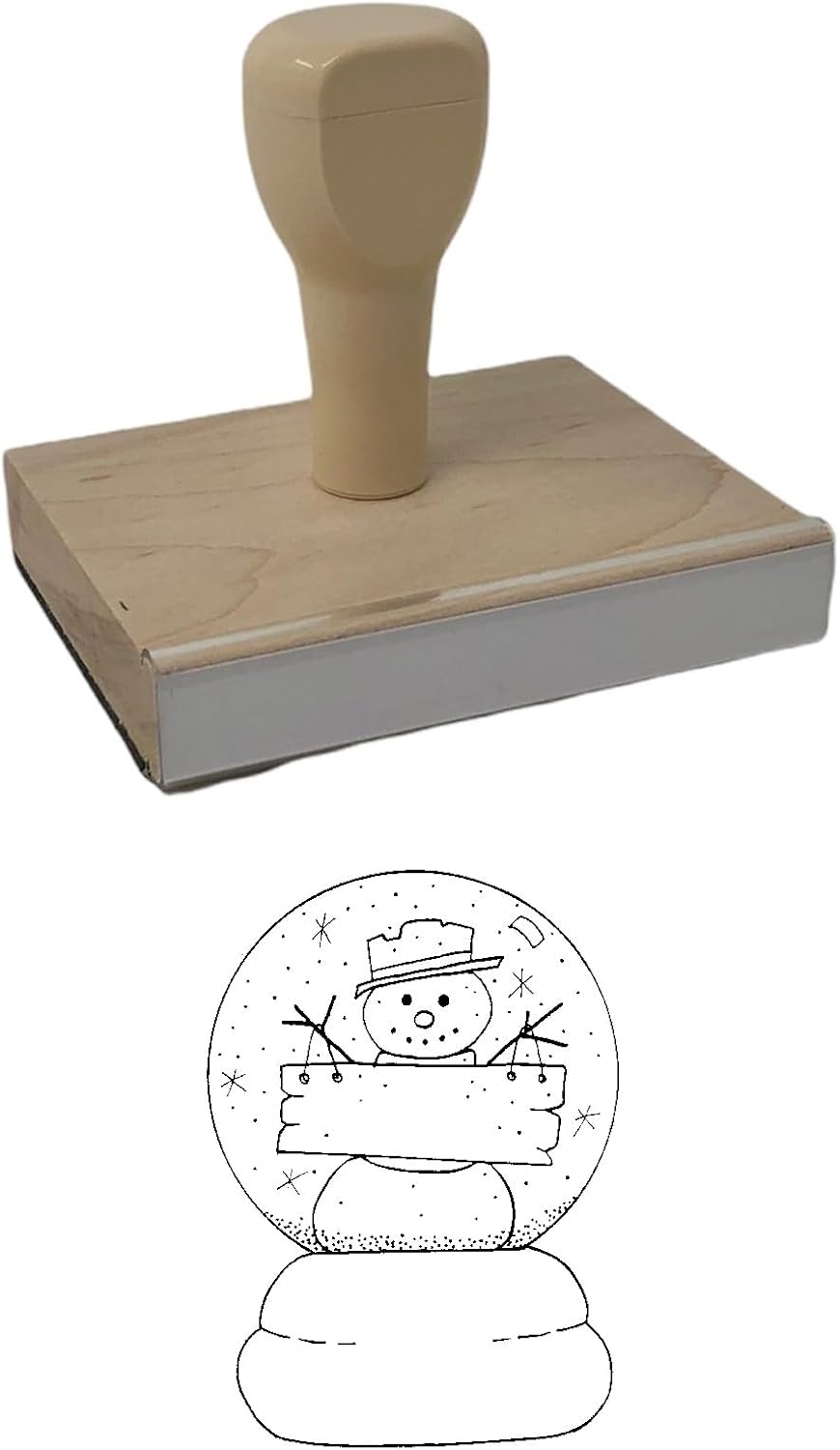 January Snowglobe Rubber Stamp, 4 X 3 Wood Stamp
