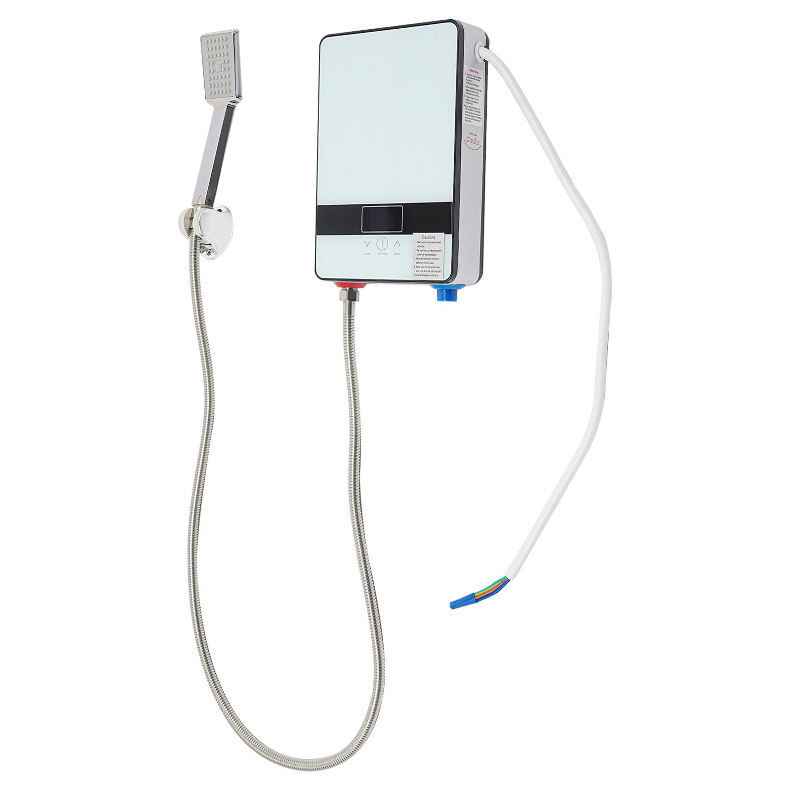 Scaldabagno Elettrico Istantaneo, Scaldabagno Istantaneo per Doccia del Bagno con Touchscreen LED, Mini Scaldacqua Istantaneo con Set Doccia per Cucina, Bagno