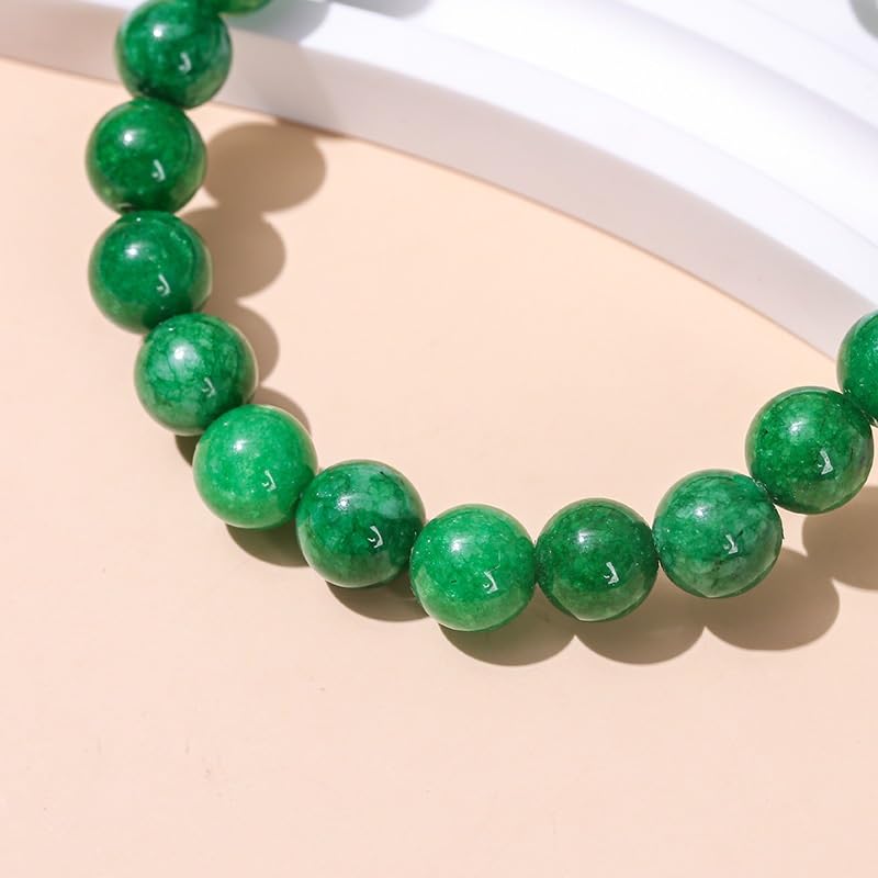 Bracelet de jade émeraude élastique ajustable sans fermoir - 3