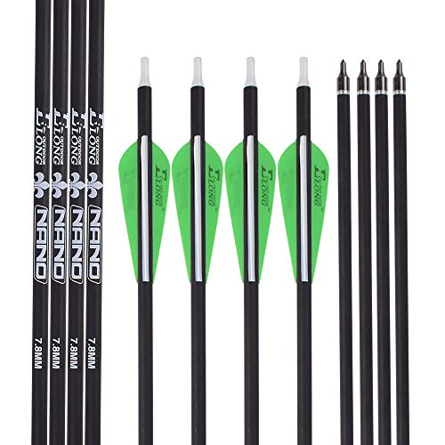 Szeo 30 inch Carbon Arrows Youth Targeting Practice Hunting Arrows for Compound Bow Recurve Bow with Removable Tips (Pack of 12)
