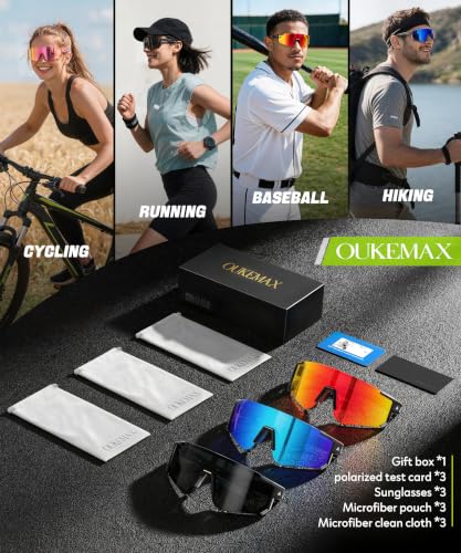 OUKEMAX Polarized Sports Sunglasses, 3-Pack - image 7