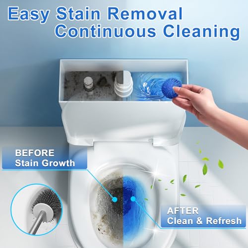 Image of Msvvko Toilet Bowl Cleaner Tablets 40 Pcs, Septic Safe Automatic Toilet Tank Cleaner with Sustained-Release Technology, Powerful Long-Lasting Blue Tabs for Bathroom Stain Remover & Deodorizer