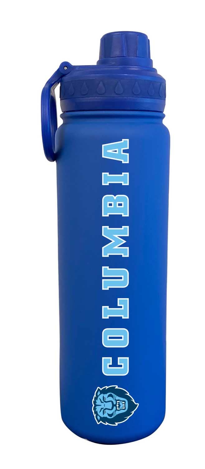Campus Colors NCAA Stainless Steel Water Bottle - Twist on cap - 24 oz - Carry Clip - Keeps Your Drinks Hot or Cold for Hours (Columbia Lions - Royal)