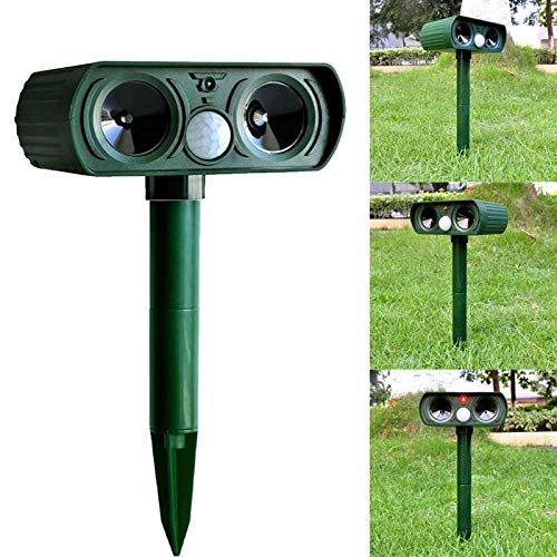 NNuodekeU 2 Pcs Solar Powered Army Green Color Ultrasonic Pest Repeller Cat Dog Deterrent Scarer Repellent for Outdoor Use Garden Supplies - Image 6