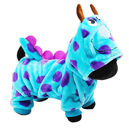 ZZQ Vêtements pour Animaux de Compagnie Flanelle Chat Chien Chaud Outwear Dessin animé Dragon Costumes Cosplay,M